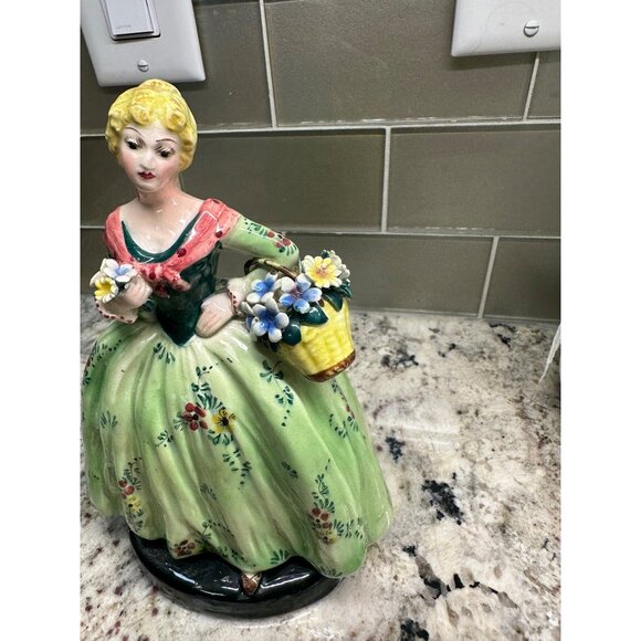 VTG ZSZ Italian Figurine Woman In Floral Dress w Baskets Of Flowers  LE 331/607 - Picture 16 of 16